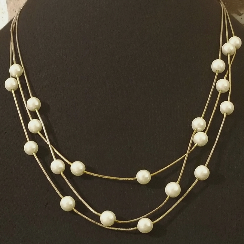 NWT, 2 Delicate 3-tiered Bib necklaces, one goldtone, one silvertone